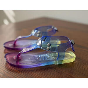 Michael Kors Youth Girls Harmony Flat Thong Jelly Sandals Size 8 Multicolor